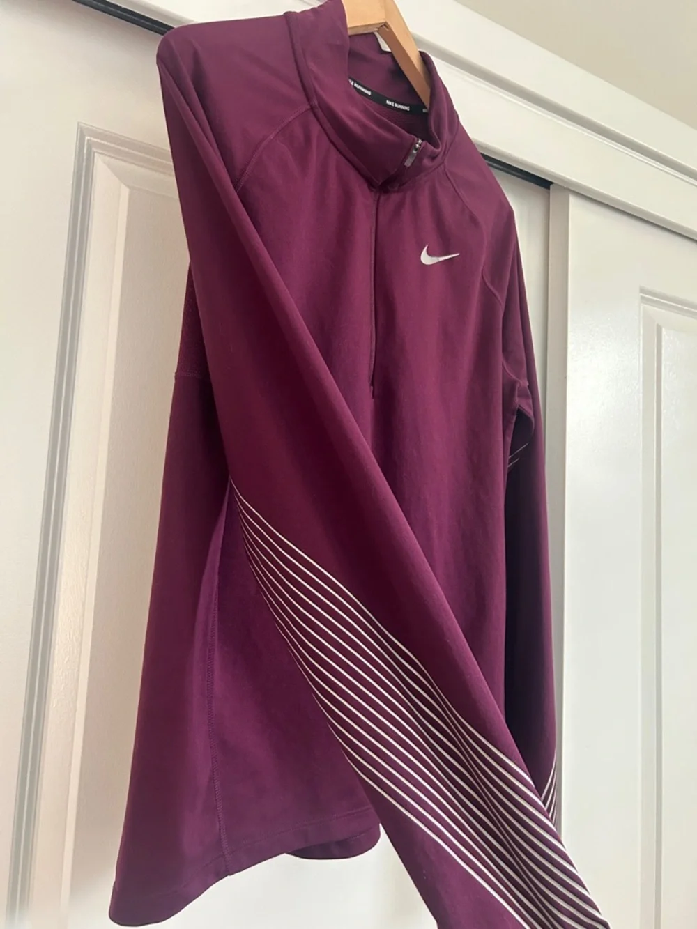 Nike Half-Zip Performance Top - Burgundy with White Swoosh